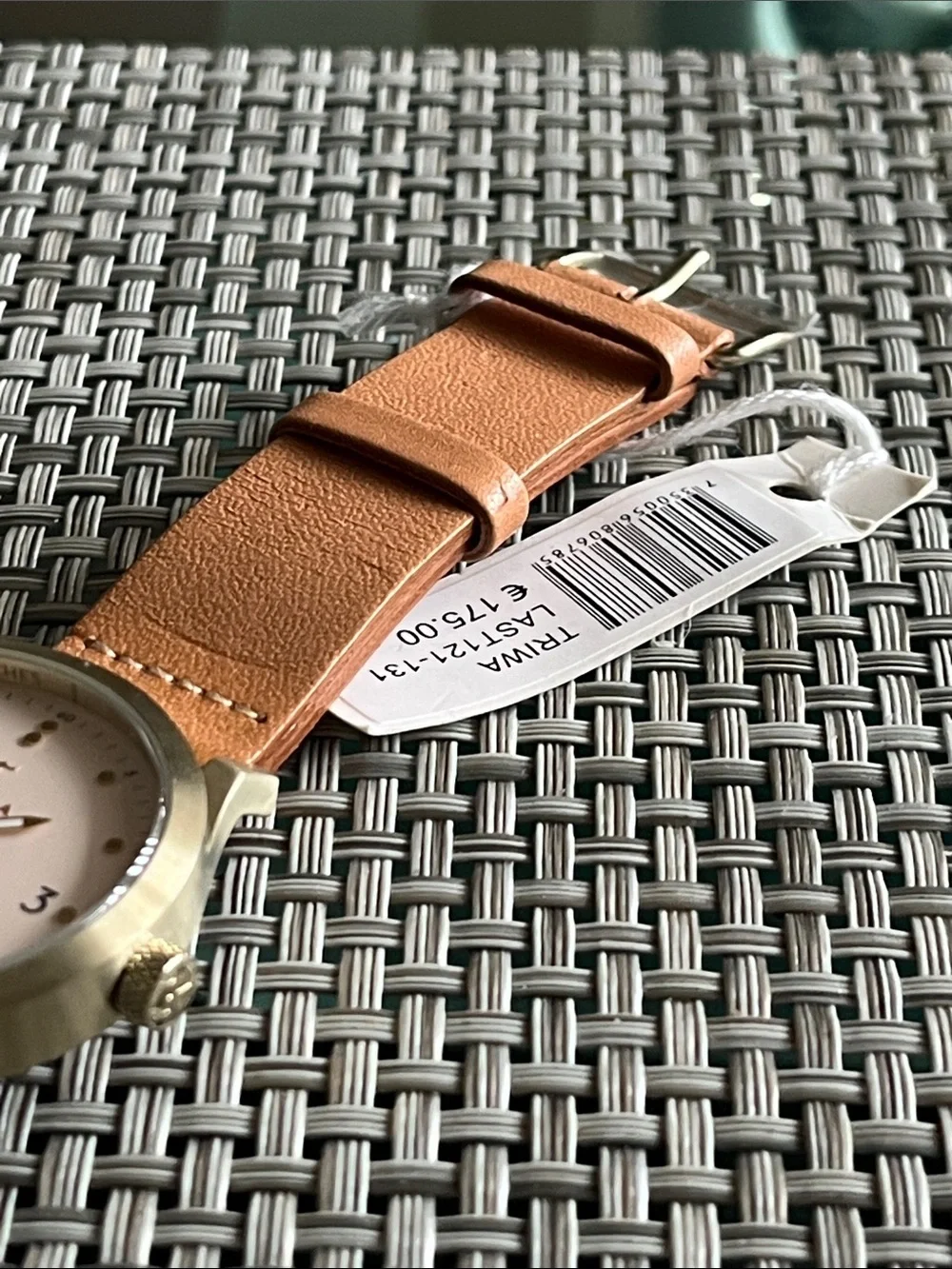 Tan Leather Strap Watch with Cream Dial